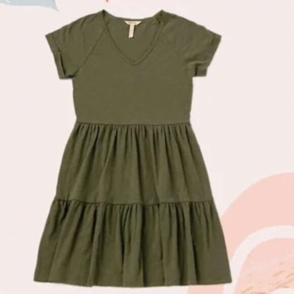 NEW MATILDA JANE Olive Green On a Walk Dress Knee Length Tiered size L - Picture 6 of 7